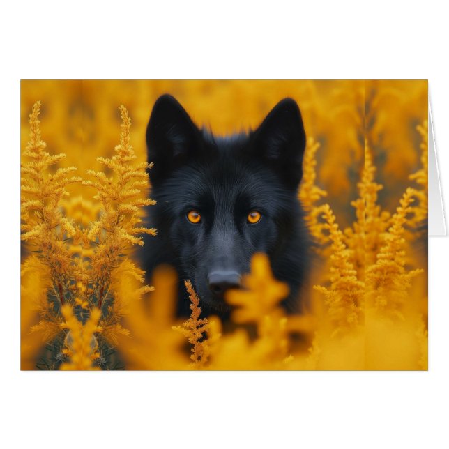Schwarzer Hundewolf mit Atemberaubenden goldenen A (Vorderseite (Horizontal))