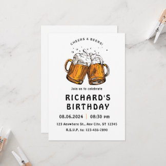 Schwarzer Illustrierter Geburtstag Einladung