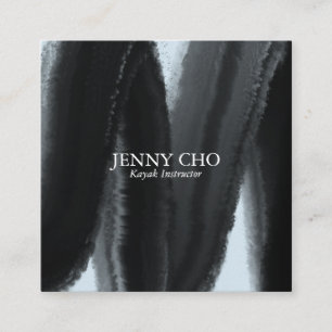 Schwarzer inky Farbenstreifen hellblau Quadratische Visitenkarte