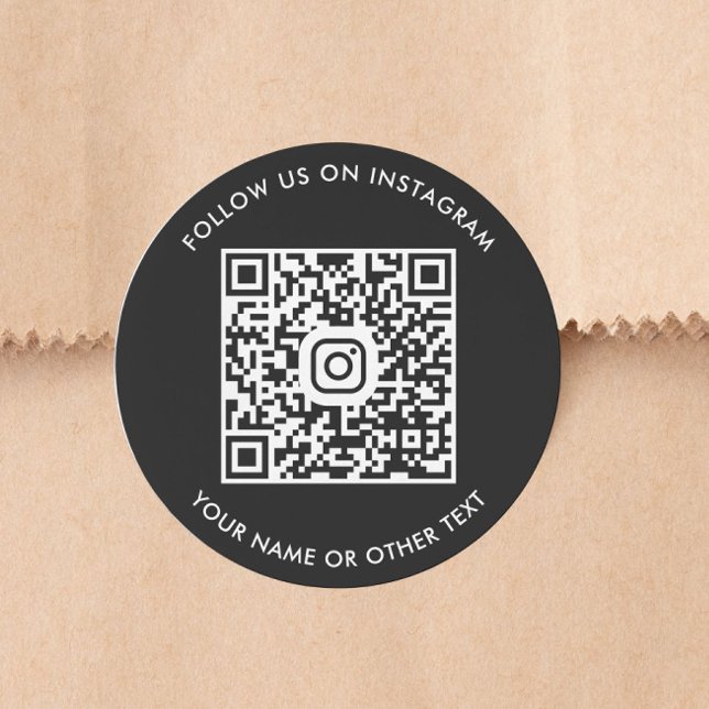 Schwarzer Instagram-QR-Code Runder Aufkleber (Black Instagram QR Code Classic Round Sticker)