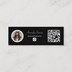 Schwarzer Instagram-QR Link für Social-Media-Inf Mini Visitenkarte