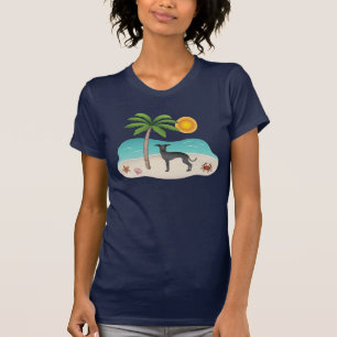 Schwarzer Italienischer Windhund am tropischen Som T-Shirt