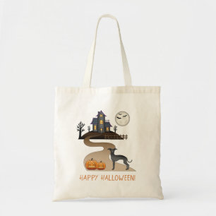 Schwarzer Italienischer Windhund & Halloween Spukh Tragetasche