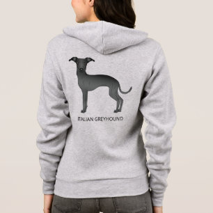 Schwarzer Italienischer Windhund mit individuellem Hoodie