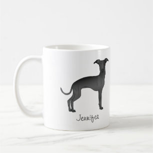 Schwarzer Italienischer Windhund Süßer Cartoon-Hun Kaffeetasse