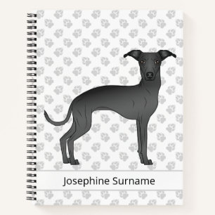 Schwarzer Italienischer Windhund Süßer Hund Mit Be Notizbuch