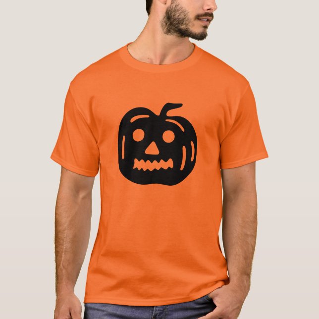 Schwarzer Jack-O-Lantern-Pumpkin-Form T-Shirt (Vorderseite)