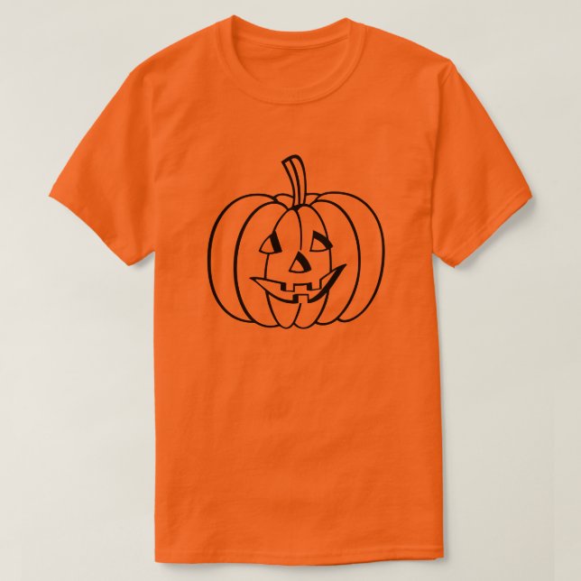 Schwarzer Jack-O-Lantern Pumpkin-Kontur auf Orange T-Shirt (Design vorne)