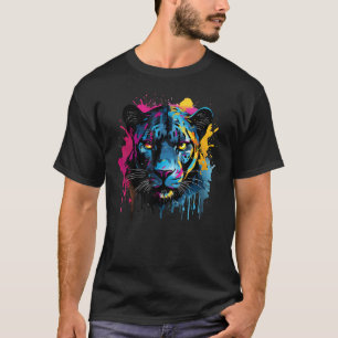 Schwarzer Jaguar Wildlife Großkatzenliebhaber Bunt T-Shirt