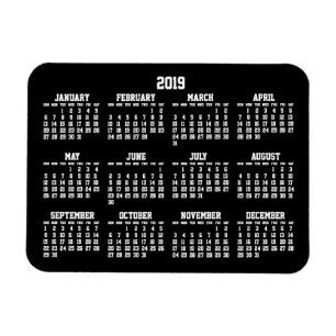 Schwarzer Jahreskalender 2019 Kleine flexible Magn Magnet