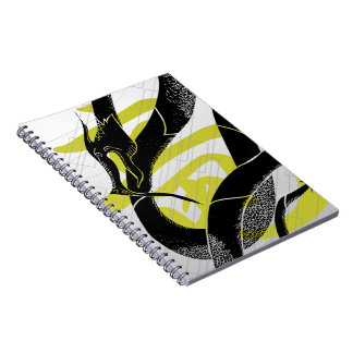 Schwarzer japanischer Drachenweißhintergrund Notizblock