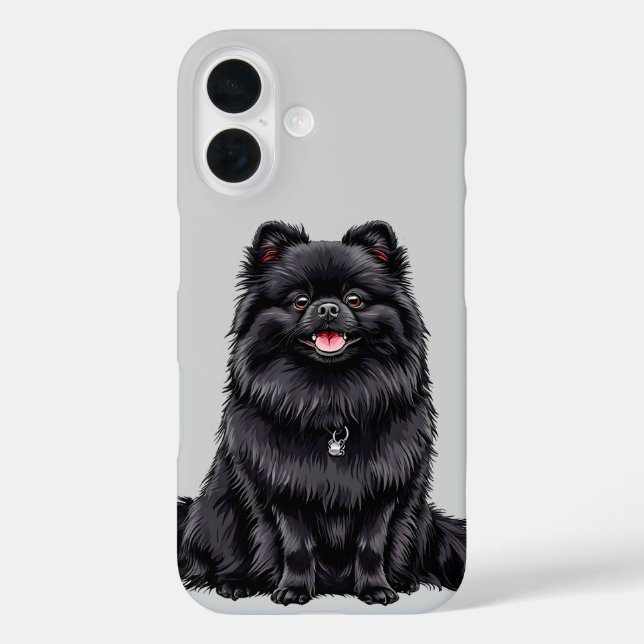 Schwarzer Japanischer Spitzhund Case-Mate iPhone Hülle (Rückseite)