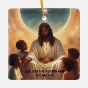 Schwarzer Jesus-Afrikanischer Weihnachtsbaum Keramikornament