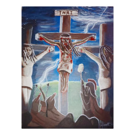 Schwarzer Jesus Crucied Poster