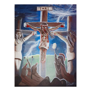 Schwarzer Jesus Crucied Poster