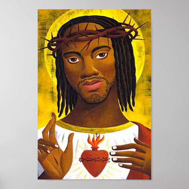 Schwarzer Jesus-Portrait Poster (Vorne)