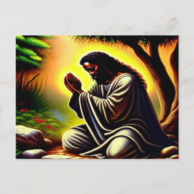 Schwarzer Jesus Prachen in Gethsemane Postkarte (Vorderseite)