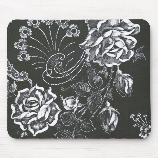 Schwarzer Jugendstil-Floral..mousepad Mousepad (Vorne)