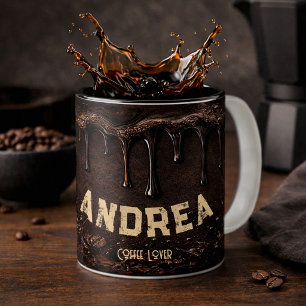 Schwarzer Kaffeeliebhaber Retro-Tropfen-Kunst Gesc Zweifarbige Tasse
