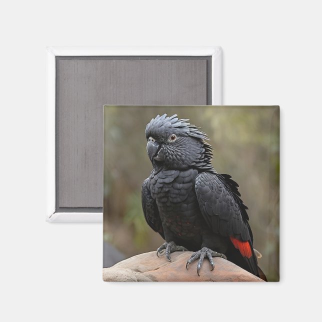Schwarzer Kakadu Magnet (Vorderseite/Rückseite)