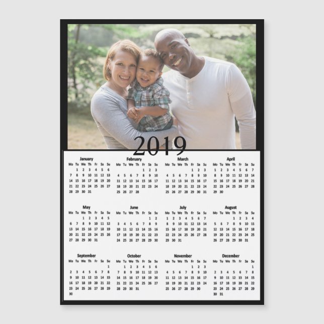 Schwarzer Kalender-Foto-Magnet des Magnetkarte (Vorderseite)