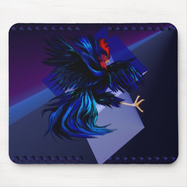 Schwarzer kämpfender Hahn Mousepad (Vorne)
