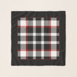 Schwarzer Karierter Park/Garten: Schal<br><div class="desc">Schwarzes Kariertes w Maroon & Red Square Chiffon Scarf.  Optionale Initialen in corner.    Design von Claudine Boerner.</div>