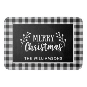Schwarzer Karo Frohe Weihnachtsbauerntür Badematte