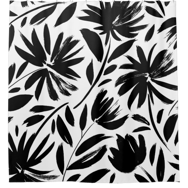 Schwarzer Kasten: Vintages Chrysanthemum Duschvorhang (Vorderseite)