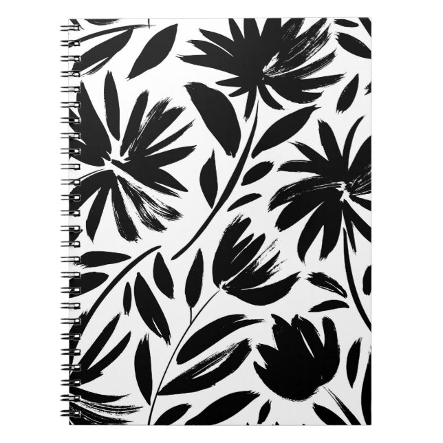 Schwarzer Kasten: Vintages Chrysanthemum Notizblock (Vorderseite)