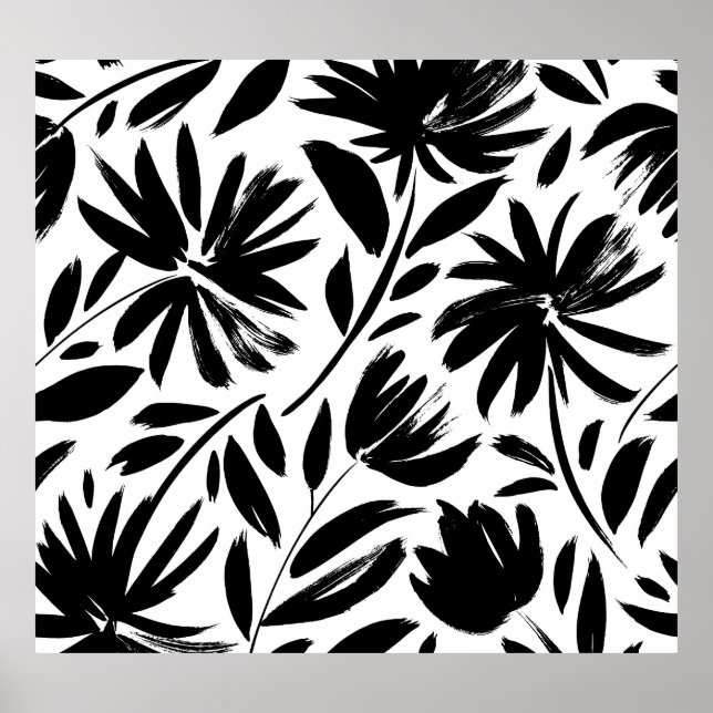 Schwarzer Kasten: Vintages Chrysanthemum Poster (Vorne)
