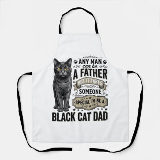 Schwarzer-Kater-Vater Vintage-Stich T-Shirt-Design Schürze