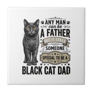 Schwarzer-Kater-Vater Vintage-Stickerei T-Shirt-De Fliese