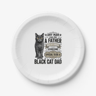 Schwarzer-Kater-Vater Vintage-Stickerei-T-Shirt-De Pappteller
