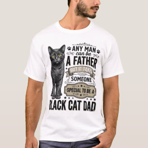 Schwarzer-Kater-Vater Vintage-Stickerei-T-Shirt-De T-Shirt