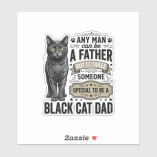Schwarzer-Katze-Vater Vintage-Stich T-Shirt-Design Aufkleber