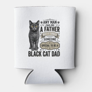 Schwarzer-Katze-Vater Vintage-Stich-T-Shirt-Design Dosenkühler