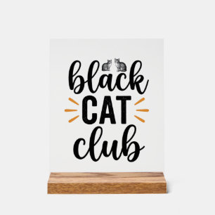 Schwarzer-Katzen-Club Vintage-Katzenliebhaber-Vekt Acrylschild