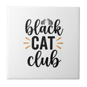 Schwarzer-Katzen-Club Vintage-Katzenliebhaber-Vekt Fliese