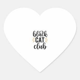 Schwarzer-Katzen-Club Vintage-Katzenliebhaber-Vekt Herz-Aufkleber