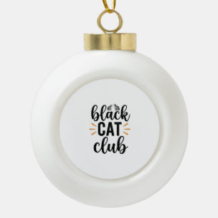 Schwarzer-Katzen-Club Vintage-Katzenliebhaber-Vekt Keramik Kugel-Ornament