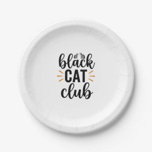 Schwarzer-Katzen-Club Vintage-Katzenliebhaber-Vekt Pappteller