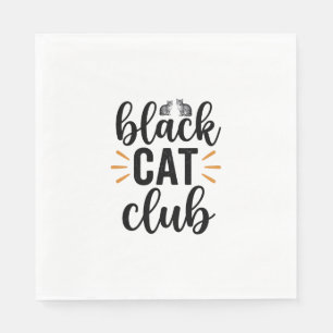 Schwarzer-Katzen-Club Vintage-Katzenliebhaber-Vekt Serviette
