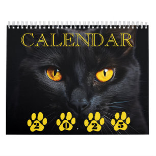 Schwarzer Katzen-Gesichtskalender mit Notizen Kalender
