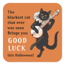 Schwarzer Katzen Troubadour Viel Glück Halloween C
