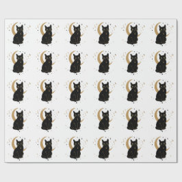 Schwarzer Katzenaufkleber Geschenkpapier