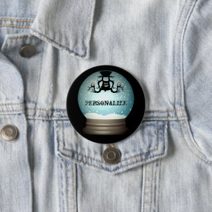 Schwarzer Katzenfall Kronleuchter Herbstschneekuge Button