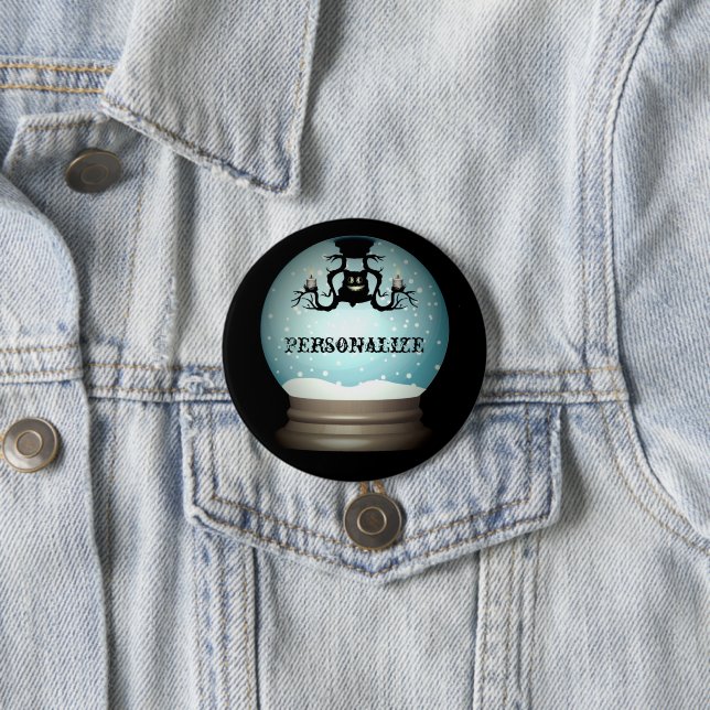 Schwarzer Katzenfall Kronleuchter Herbstschneekuge Button (Beispiel)