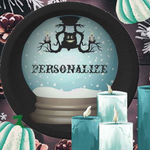 Schwarzer Katzenfall Kronleuchter Herbstschneekuge Pappteller