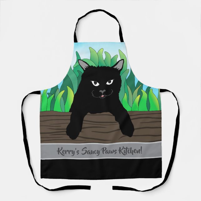 Schwarzer Katzengras, graue Band, Mittel Schürze (Vorderseite)